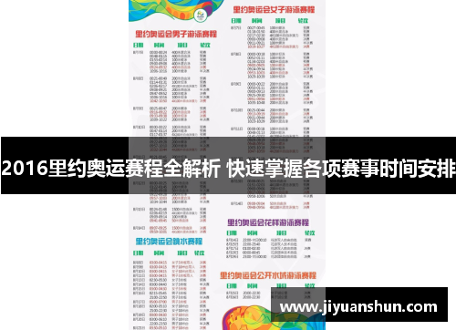 2016里约奥运赛程全解析 快速掌握各项赛事时间安排